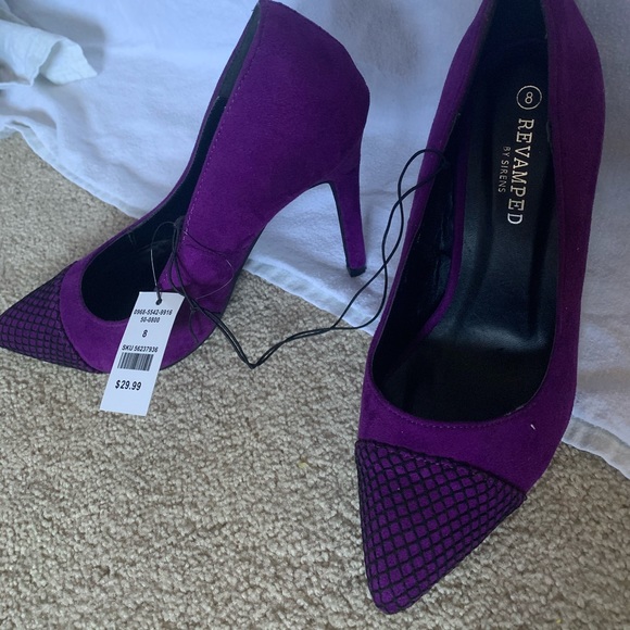REVAMPED Purple Suede Stilettos - Picture 1 of 4